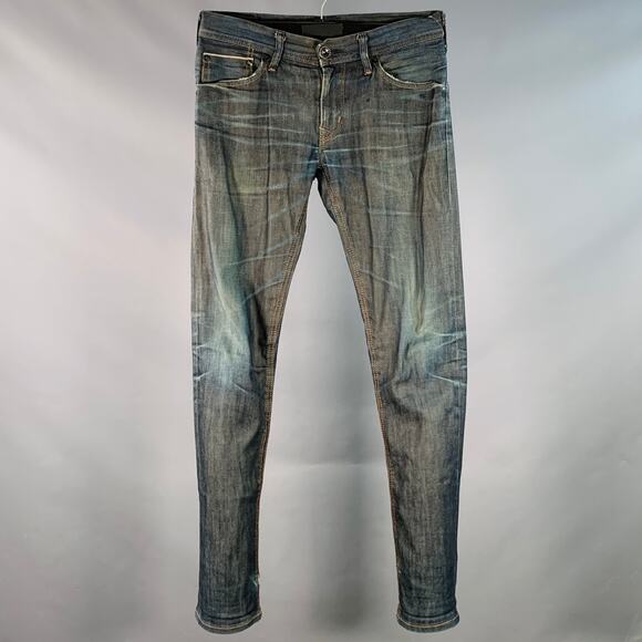 DIESEL Size 30 Blue Distressed Cotton Blend Zip Fly Jeans - Picture 1 of 9